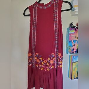 Xhilaration Burgundy Floral Dress Mini Size M